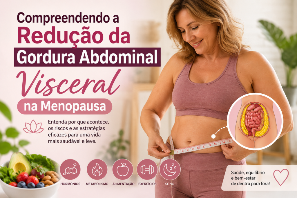 Mulher 40+ com hábitos saudáveis para reduzir gordura abdominal na menopausa