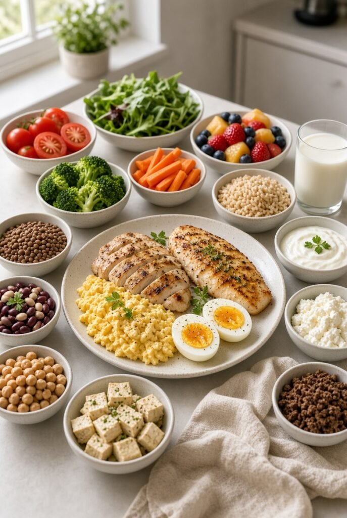 Alimentos ricos em proteína para mulheres 40+