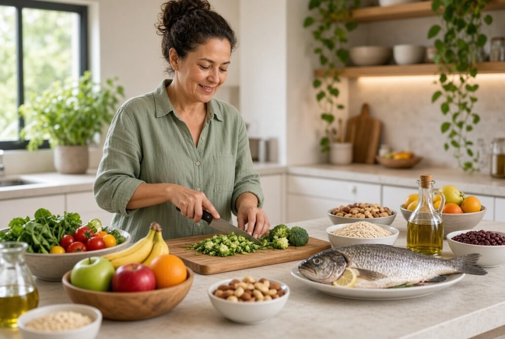 Alimentação na menopausa com refeição saudável